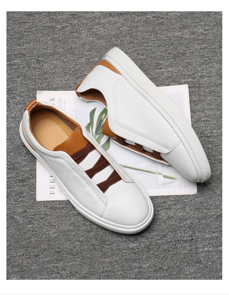 Round head men's board shoes British fashion trend casual sports shoes a slip-on_voghion.com