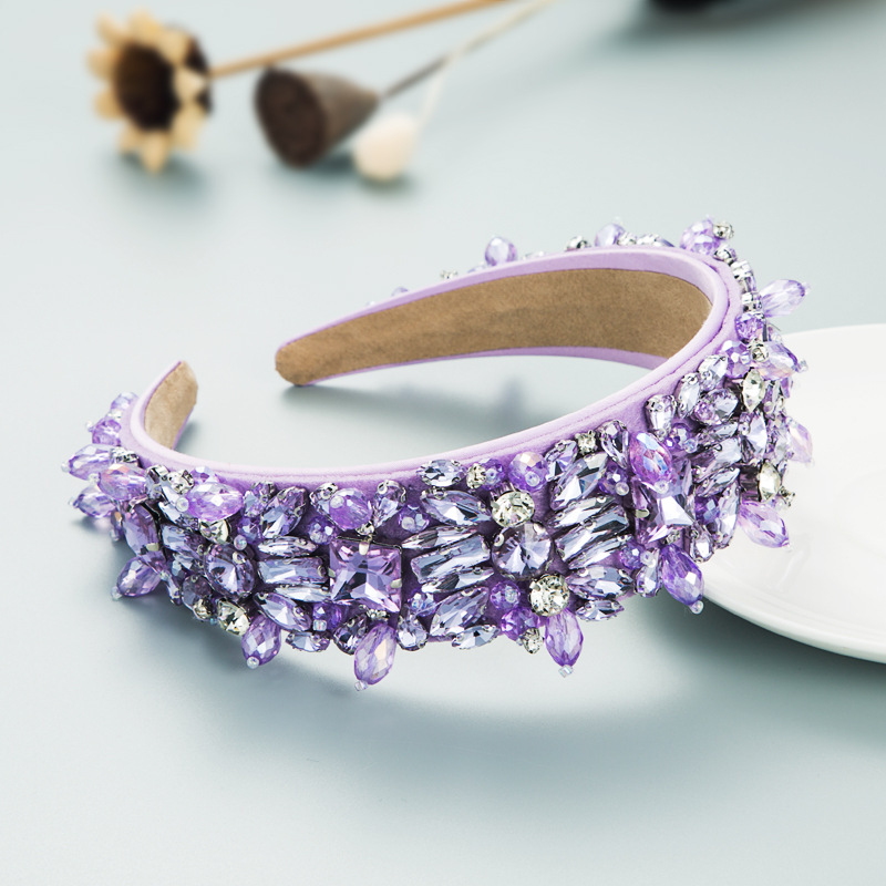 Fashion Hand-sewn Crystal Glass Diamond Headband display picture 6
