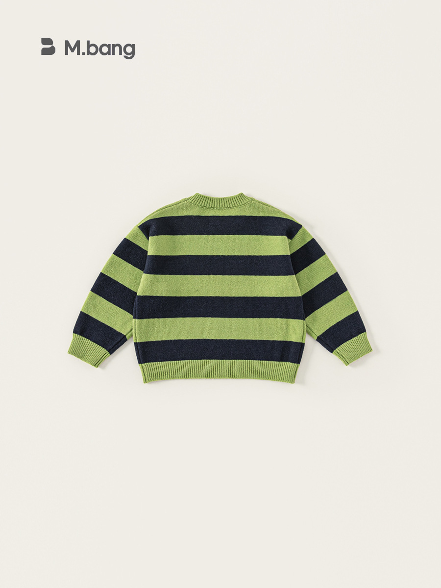 Ropa infantil Youbao, suéteres de estilo coreano para niños de primavera y otoño, suéter a rayas con bloques de color, suéter moderno de manga larga para niños. image 5