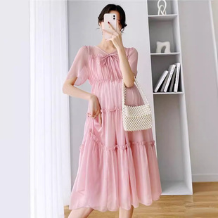 Pregnant Women's Summer Dress Large Size Hot Mom Fashion New Top 2023 Summer Loose Mid-length Dress Summer Skirt