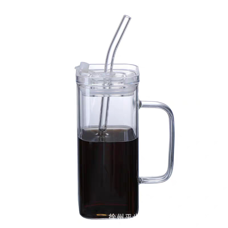 Taza cuadrada de vidrio con alto contenido de borosilicato, taza de sorbente de jugo de alto valor, taza de té para el hogar, taza de leche transparente al por mayor
