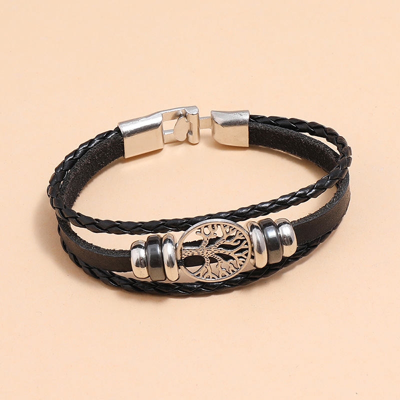 fashion lucky tree braided leather bracelet