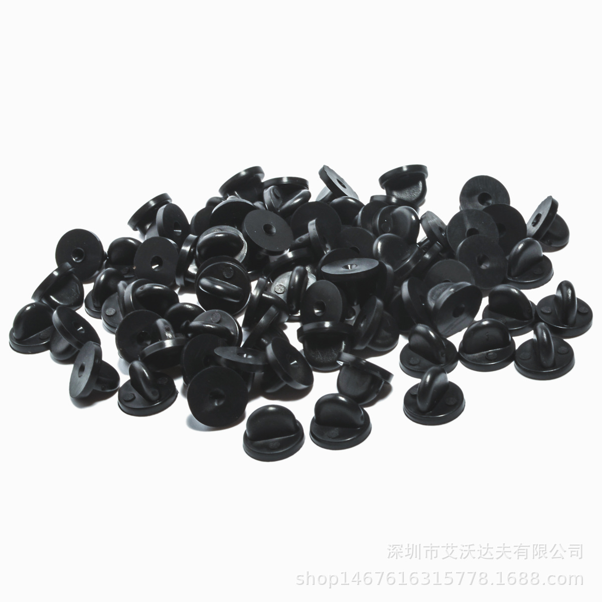 厂家直销10mm黑色徽章橡胶帽卡帽圆形蝴蝶帽胶帽塑料蝴蝶扣饰品