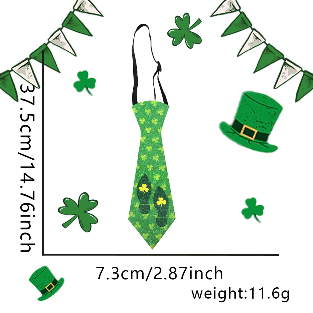 Día de San Patricio de los niños irlandeses corbata de trébol decoración de la fiesta de dibujos animados perezoso corbata sin nudos