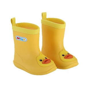 Children's Rain Boots with Velvet Lining, Little Yellow Duck, Non-Slip, Cartoon Waterproof Baby Rain Boots, Girls' Water Shoes with Cartoon Patterns