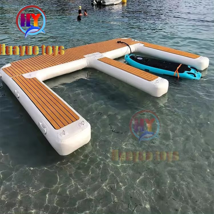 Inflatable Jet Ski Dock, Floating Platform, Sea Pool, V-Shaped Awning, Anti-Slip Mat, Entertainment Facilities