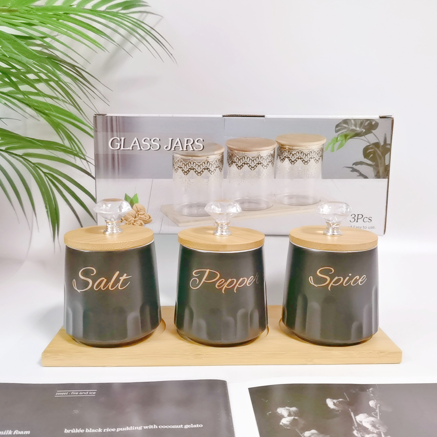 Exportación transfronteriza cerámica sellado tarro traje cocina condimento tarro multi-grano almacenamiento tarro café tarro de té tarro de azúcar