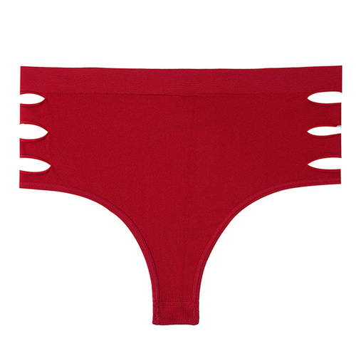 Seamless Mid-waist Triangle Underwear Women's Tummy Control Hip-lifting Hollowed-out Women's Underwear Breathable European and American Style Yoga Large Size Underwear