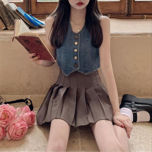 Feeling, personality, ultra-short denim short coat, women's spring and summer new all-matching slimming hot girl blouse jacket, trendy