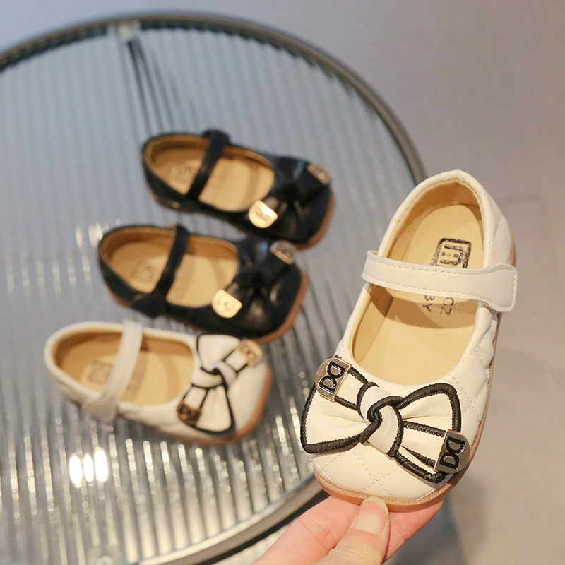 Милые туфли принцессы для девочек с большим бантом в Корейском стиле, детская обувь с мягкой подошвой и мелким ртом, Детская Маленькая кожаная обувь, детская обувь для волос