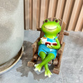 跨境新款躺椅休闲青蛙治愈解压舒缓氛围摆件创意动物办公桌装饰品