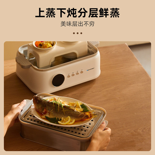 German Blue Diamond Stainless Steel Electric Steamer, Multifunctional Home Steaming Pot, Automatic Scheduling Steam Pot