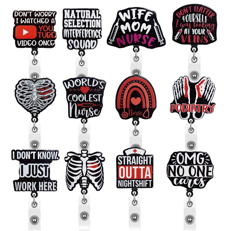 Amazon Cross-border Source Black Certificate Card Set Badge Holder Easy to Pull Buckle Telescopic Badge Reel ID Buckle