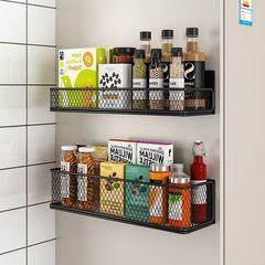 新品マグネット冷蔵庫収納ケースキッチン穴なし収納ラック調味料瓶ラップなど収納ラック