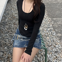 欧美优雅扭曲纹理水滴吊坠项链，配黑色绳子送给女朋友完美礼374