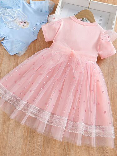 2026 summer new dress for girls, short-sleeved fluffy gauze dress, Aisha dress, foreign style girl Aisha princess dress