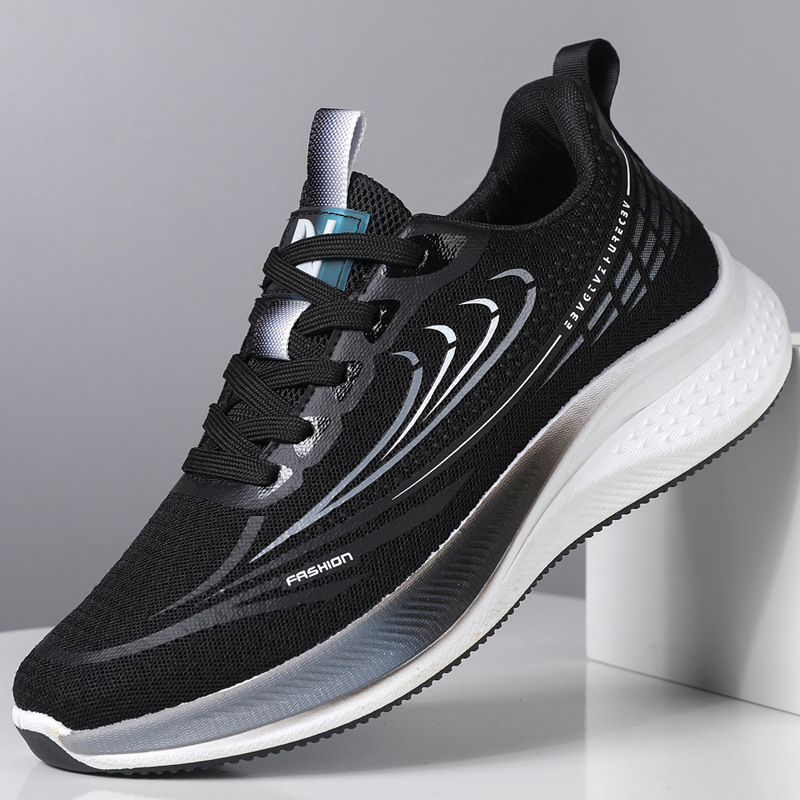 Zapatos de hombre 2025 primavera nuevo estilo malla transpirable suela blanda amortiguación zapatos para correr ligeros y versátiles zapatos deportivos casuales para estudiantes