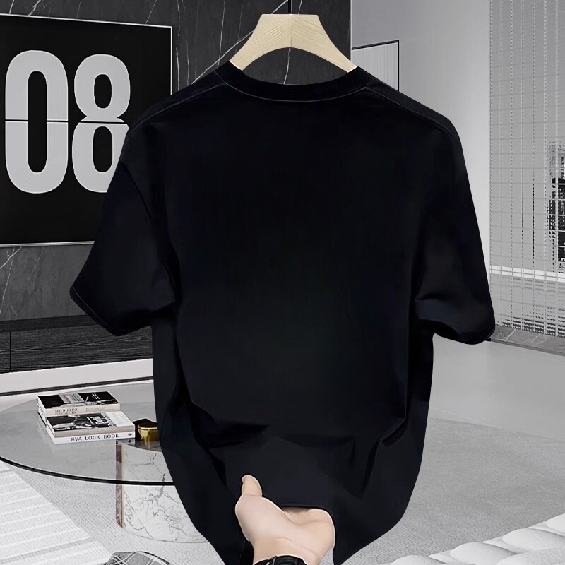 2025 新しい夏のメンズ半袖 Tシャツメンズトレンディなブランドメンズラウンドネックトップライト高級インプリント Tシャツ紳士服|undefined