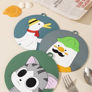 Cross-Border Cartoon Insulation Mat Coaster Cute Non-Slip Insulation Mat Home Kitchen Anti-Scalding Mat Silicone Tea Coaster