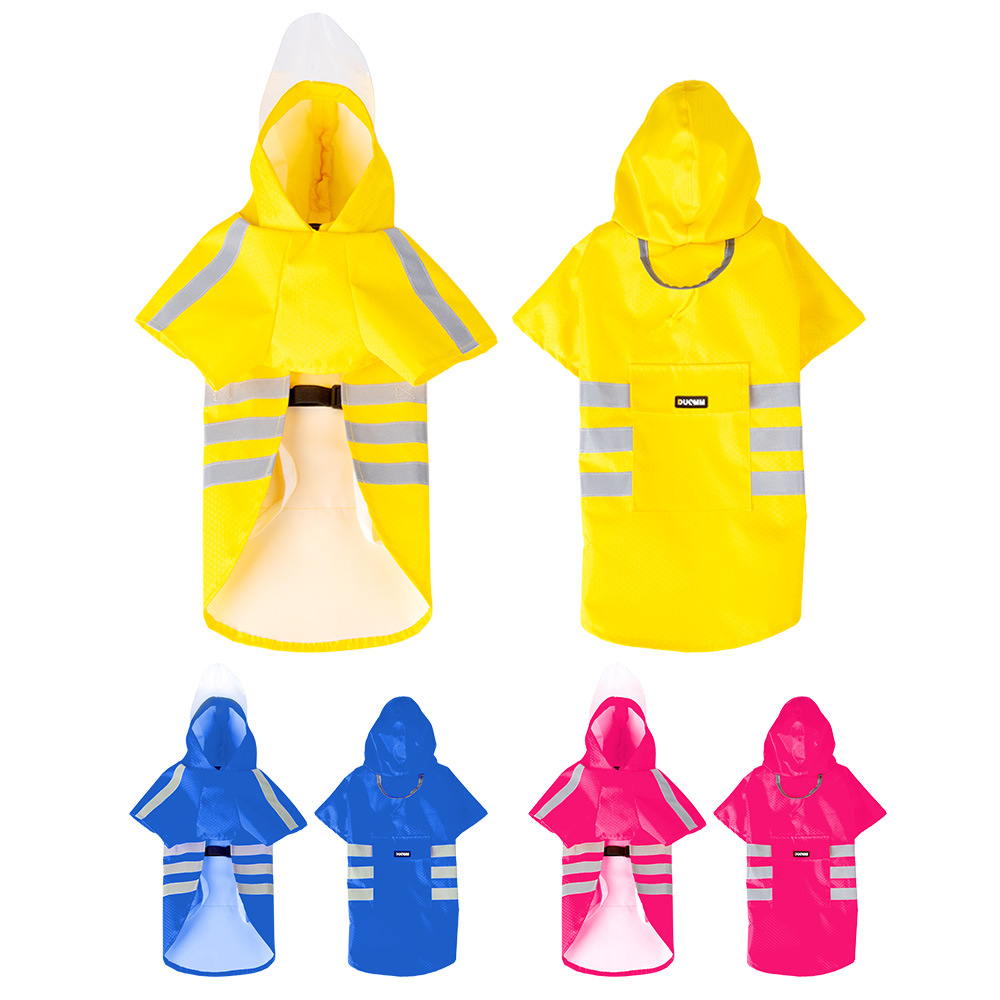 Impermeable con Capucha para Mascotas de Poliéster, Reflectante, para Perros