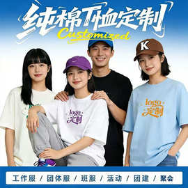 纯棉t恤定制工作服圆领短袖印logo聚会班服订做diy广告文化衫批发