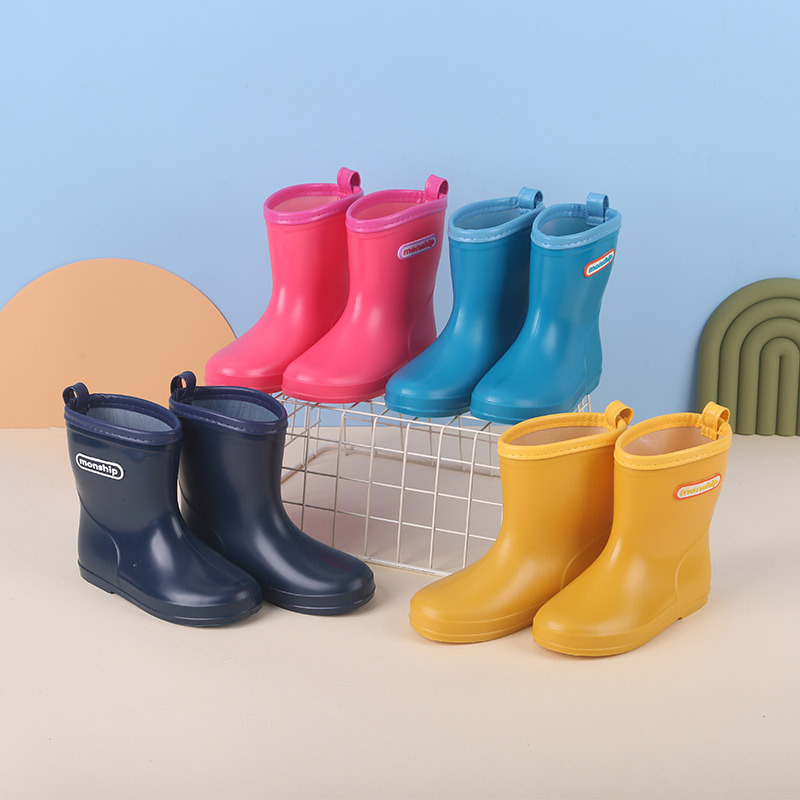 Children's Rain Boots Export Cross-Border Export Non-Slip Soft Sole Lightweight Kidsren's Male and Female Baby Mid-Calf Rain Boots Toddler Water Shoes