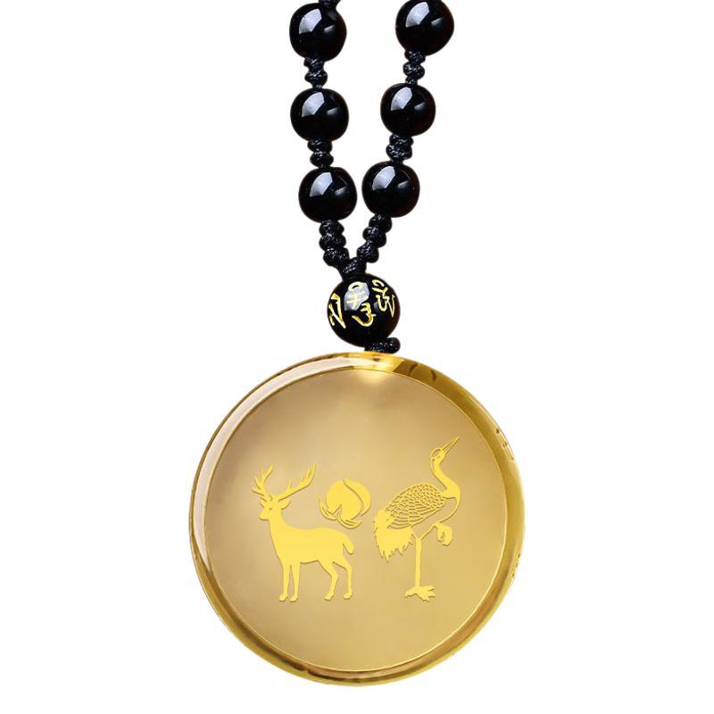 2025 CITRINE ZODIAC DRAGON MASCOT DEER 크레인 복숭아 펜던트 LIUHE 부적 남성과 여성 펜던트