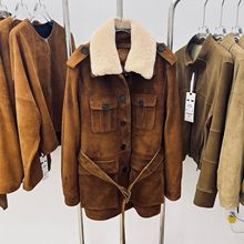 老钱风进口混种山羊皮复古绒面鹅绒服外套2025真皮皮衣女中长羽绒
