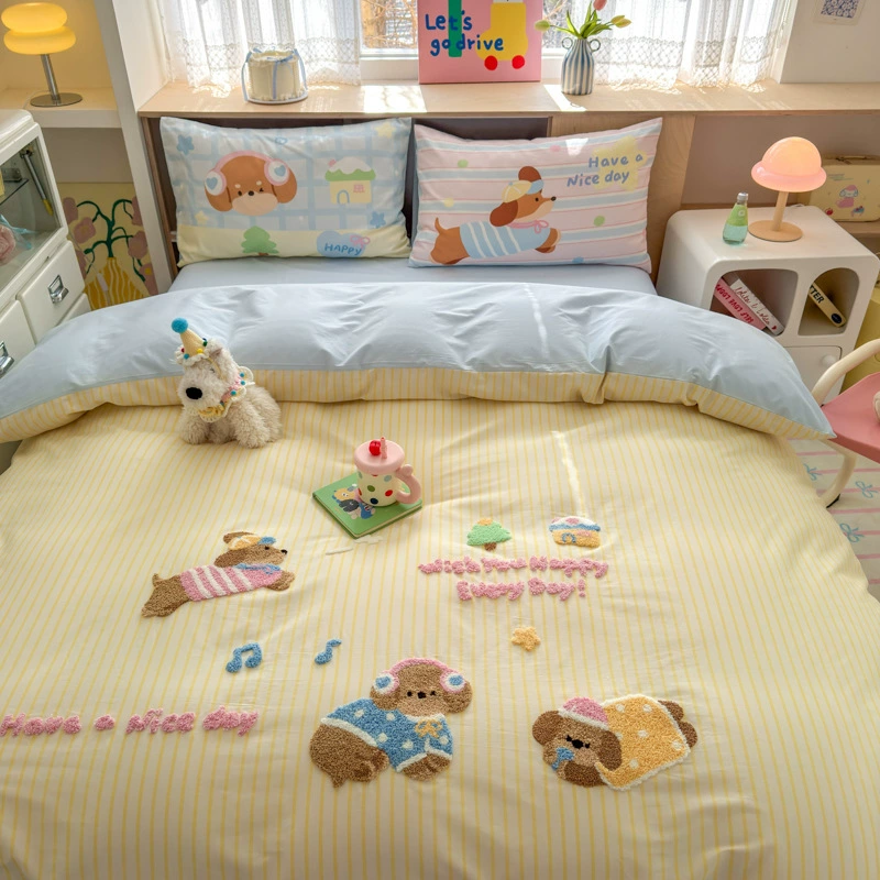 П cotton towel набор для ухода за кроватью, простыня, с вышивкой, набор из 4 предметов
