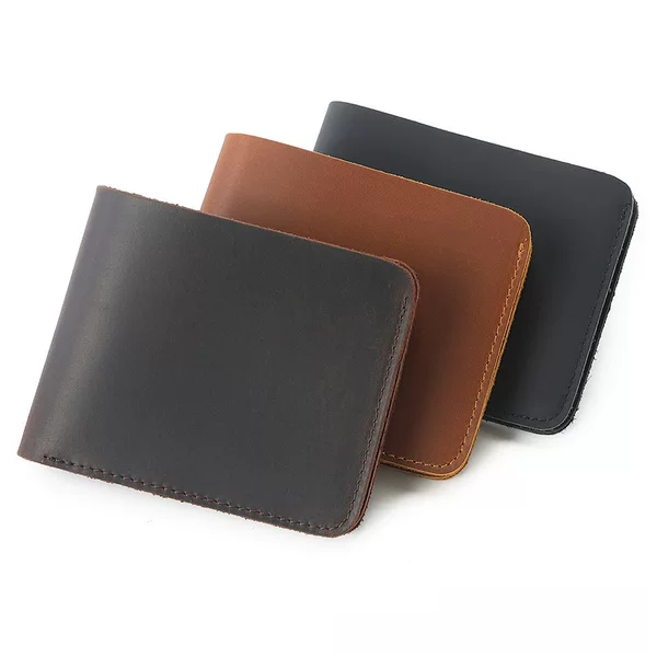 Men's Wallet, Vintage Genuine Leather, Top-Grain Cowhide, Simple Horizontal Style, Factory Wholesale