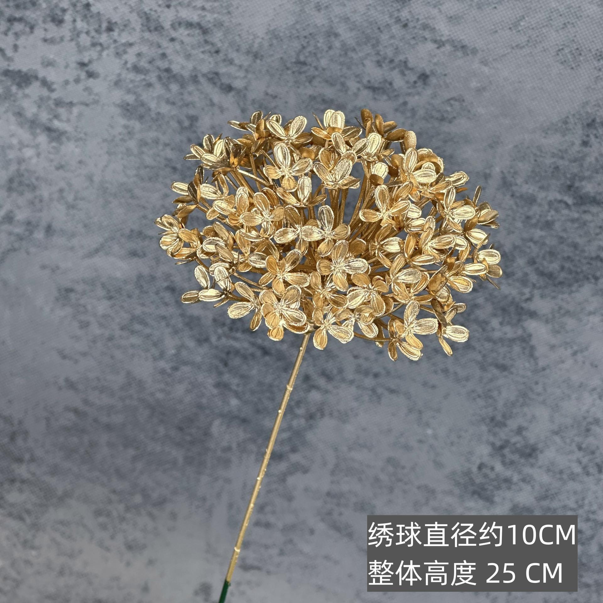 Flor artificial de oro solo tenedor fruta roja eucalipto ginkgo hoja gran amor Hortensia de madera Año Nuevo bendición cubo arreglo floral adornos