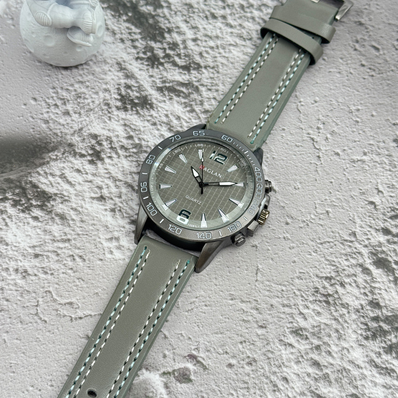 国境を越えた対外貿易の爆発的なファッショントレンドカジュアルビジネス石英時計男性ベルト針ボタン大文字盤腕時計卸売り