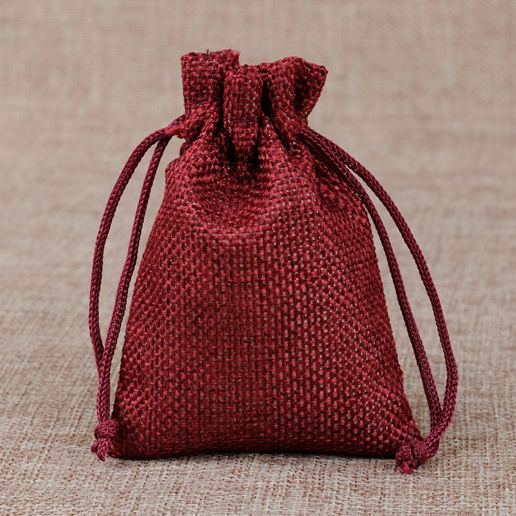 麻布束口袋喜糖饰品抽绳袋 彩色包装礼物收纳防尘袋可印logo