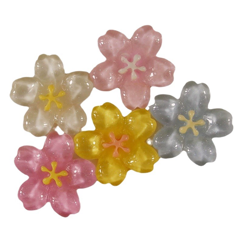 Прозрачные аксессуары из сакуры смолы маленькие цветы заколки для волос аксессуары для шнурков DIY чехол для мобильного телефона