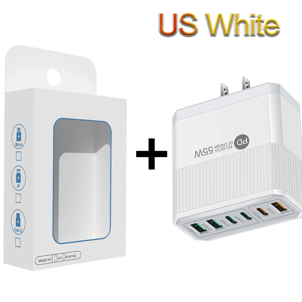 Зарядное устройство для мобильного телефона 3PD+3USB, быстрая зарядка для путешествий, зарядный блок PD55W QC3.0+PD25W