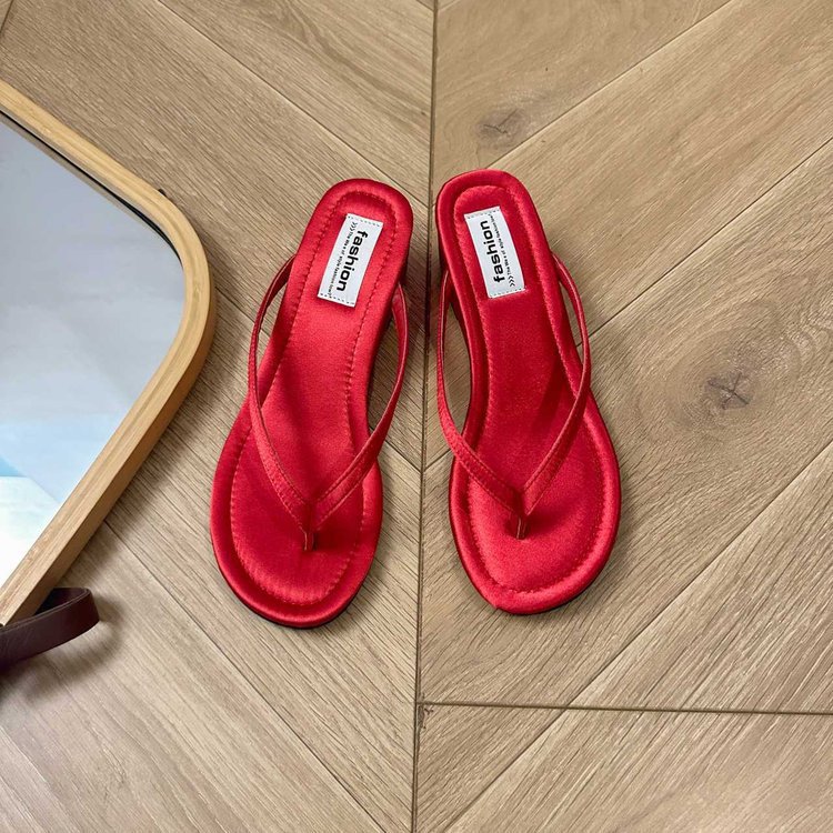 Red popularidad explosión retro rojo con zapatillas de fondo grueso para mujeres 06 nuevo verano para aumentar la altura de las zapatillas image 7