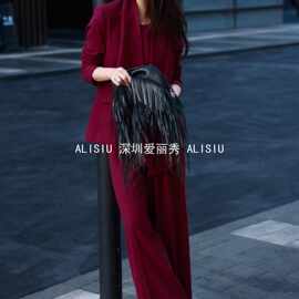 春夏派对时刻安可拉红羊毛围巾三件套设计时尚百搭