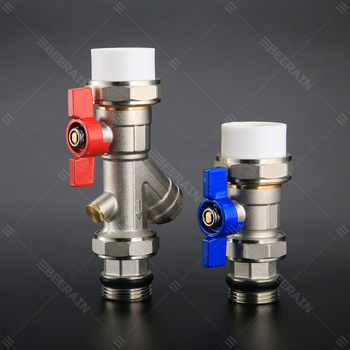 Straight set valve floor heating water collector inlet and return valve PPR single hot melt outer wire brass ball valve water distributor set valve