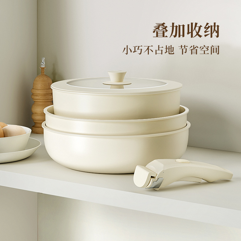 Venta en caliente transfronteriza mango desmontable panela antiadherente panela de cerámica interna y externa panela de cerámica general horno conjunto de utensilios de panela al por mayor