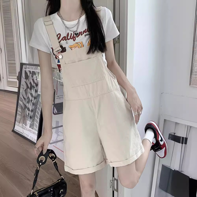 Denim Overalls for Women Summer Thin 2024 New Large Size Fat mm Age-Reducing Slimming Look Casual Wide-Leg Five-Point Shorts