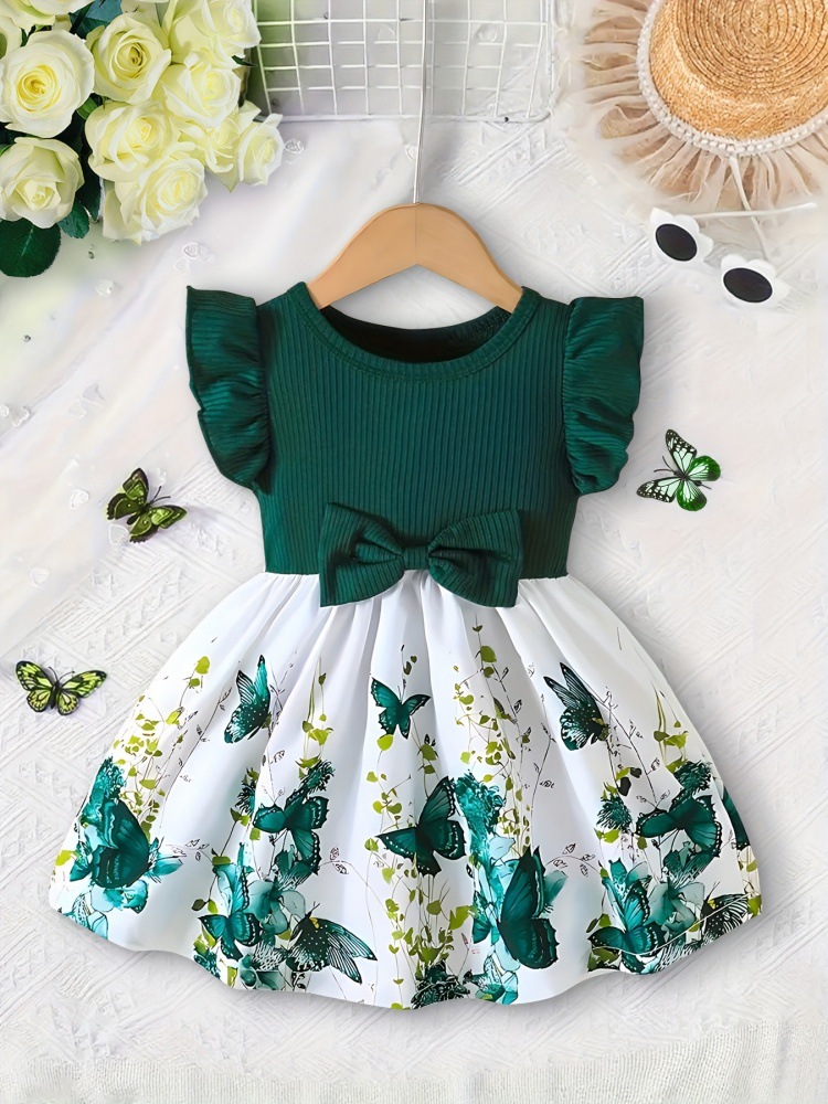 Niñas vestidos casuales de bebé lindos patrones florales de moda falda de niña, regalos de ropa de niña