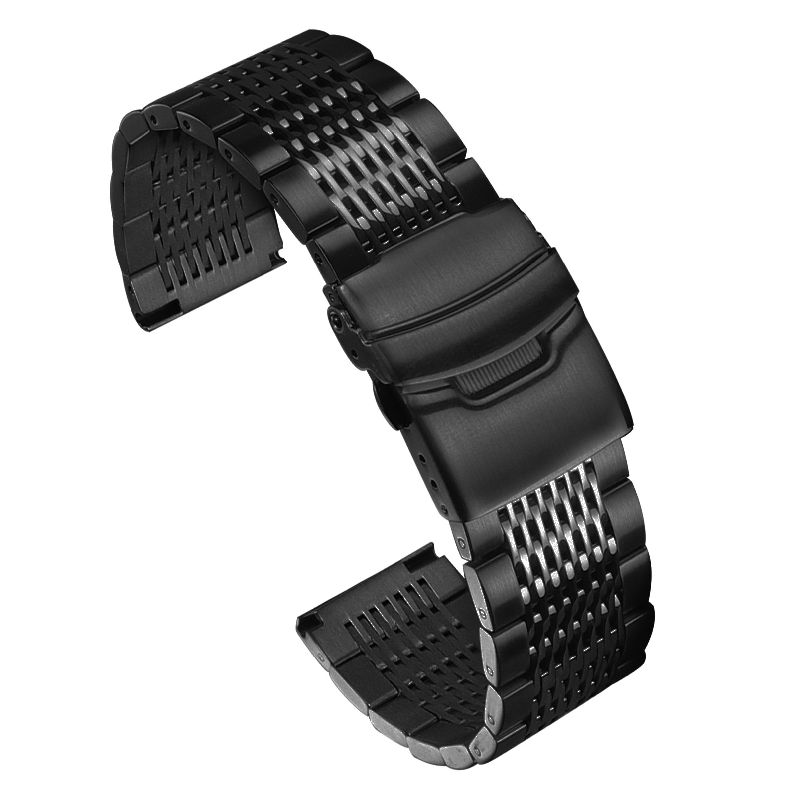 Correa de acero sólido, pulsera inteligente de liberación rápida, correa de 15 cuentas, correa 22/24, hebilla de seguridad, correa de cuarzo