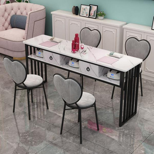 Single Double Internet Celebrity Manicure Table Rectangular Double Layer Simple Manicure Table Manicure Shop Table and Chair Set Wholesale