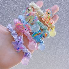 卡通果冻炫彩小马皮筋肠圈挂珠发绳发圈学生儿童高弹马尾扎头饰品