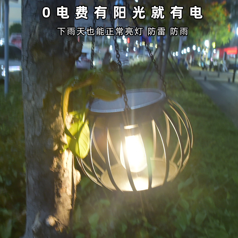 Linterna de calabaza solar lámpara LED lámpara colgante ornamento interior y al aire libre jardín patio lámpara de paisaje solar