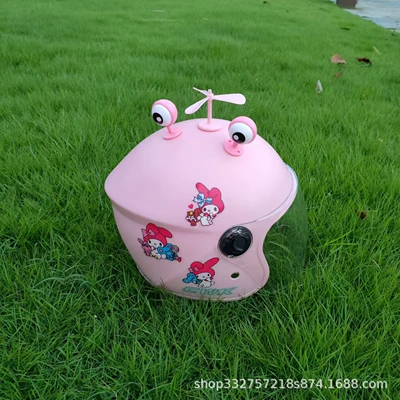 Motosiklet kaskı (dəbilqə): 3-13 years old battery car - light-pink-melody-transparent-long-mirror-pink-eyes-pink-windmill