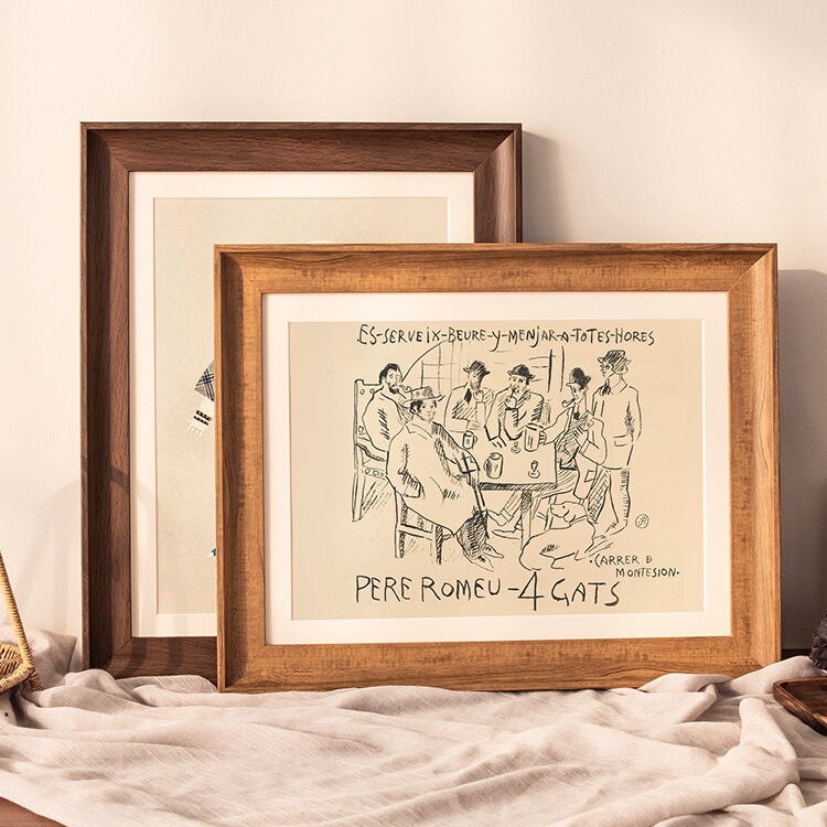 Retro Picture Frame Framed Imitation Wooden Photo Frame Wall Hanging 4K8K Watercolor Sketch A3A4 Paper Oil Painting Puzzle