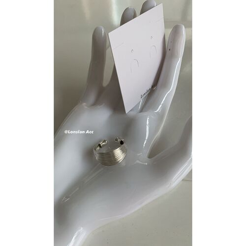 LONSLAN ACC design multi-layered braided open index finger metallic silver ring adjustable