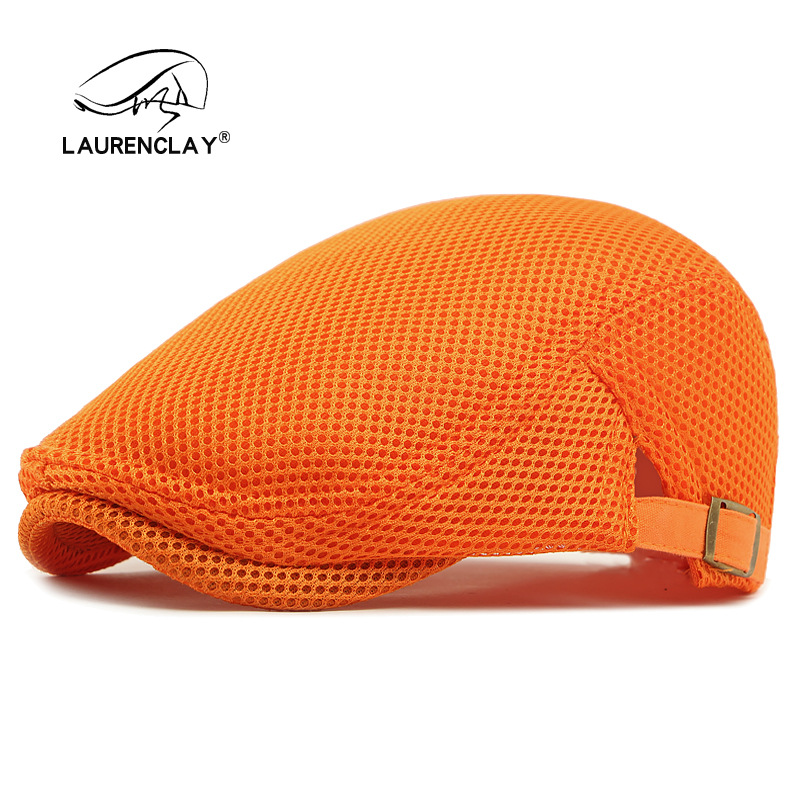 Boina de verano de las mujeres delgada malla hueca transpirable gorra de pico de estilo coreano de los hombres tablero de Luz Retro tapa de protección solar tapa delantera