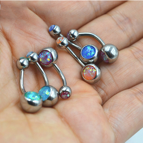 316L stainless steel imitation opal navel jewelry navel nail navel ring body piercing jewelry amazon piercing